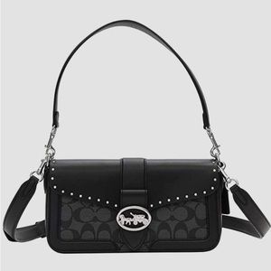Coach Black Leather Georgie Shoulder Bag.
